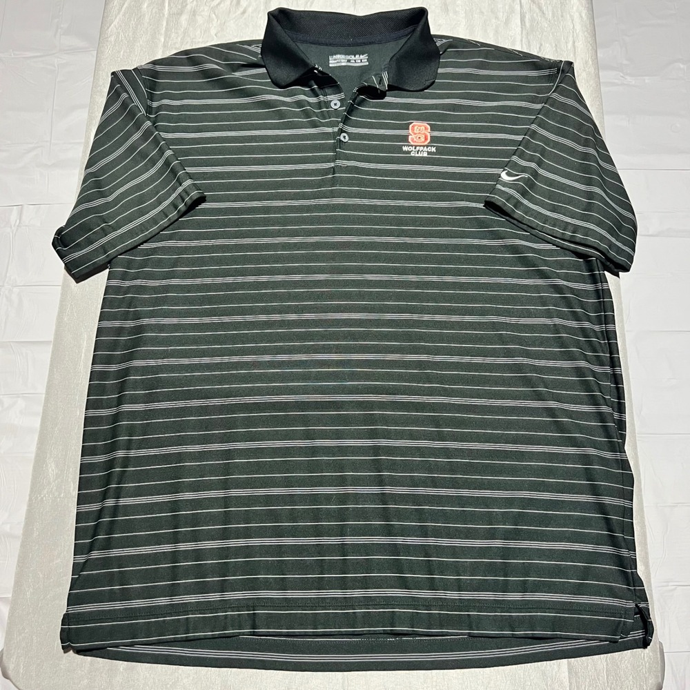 Nike Golf NC State Wolfpack Polo Shirt Mens XXL Grey Striped Dri-FIT FA090407